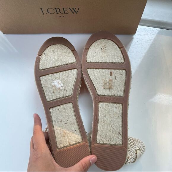 J. CREW Printed canvas ankle-wrap espadrille sandals Pale Guava Block size 8 NEW - Picture 8 of 8